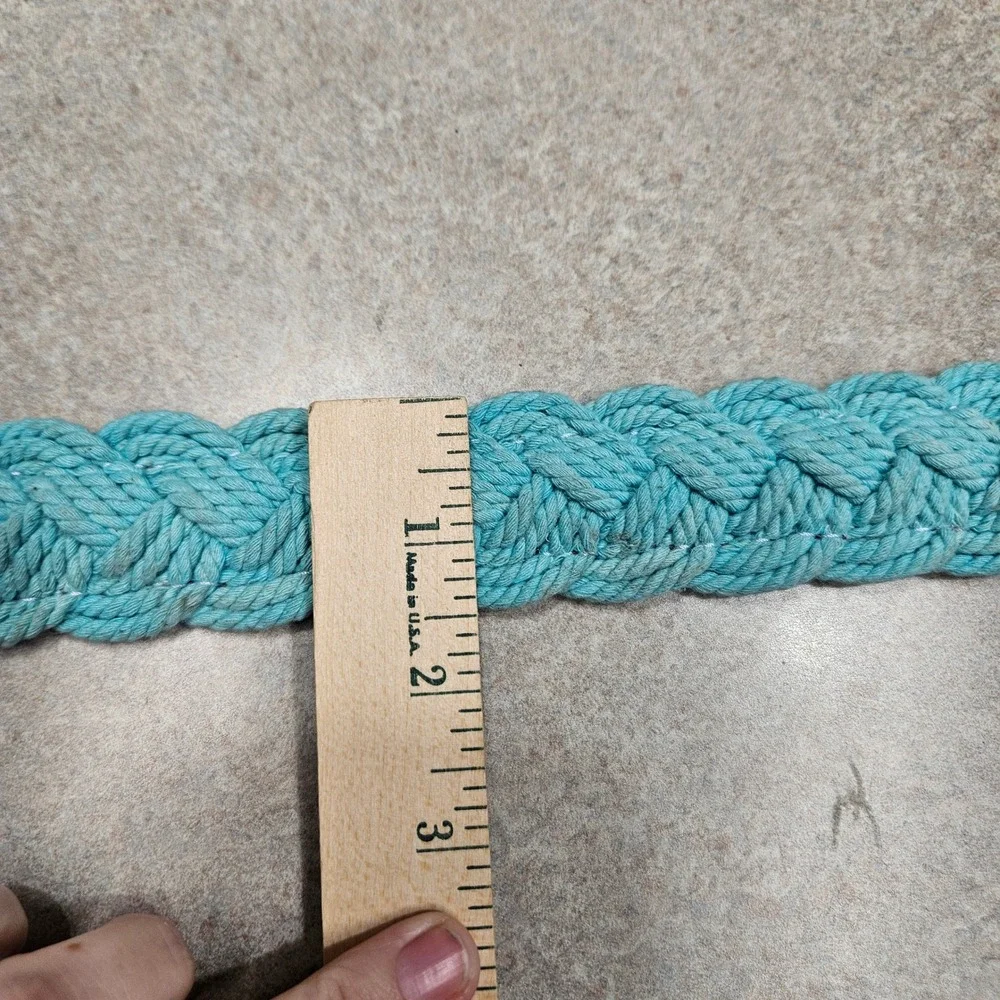 Baydog Dog Collar Large Turquoise Brown Braided Rope Leather Nautical Coastal